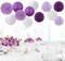 Purple-White Lavender Party Decorations Paper Flowers Lanterns-15PCS Birthday
